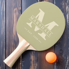 Monogram & naam overlay stof salie tafeltennisbatje