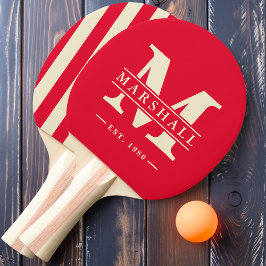 Monogram & naam overlay streep Kersenplukroze Tafeltennisbatje
