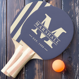 Monogram & naam overlay strepen Lavendel bries Tafeltennisbatje