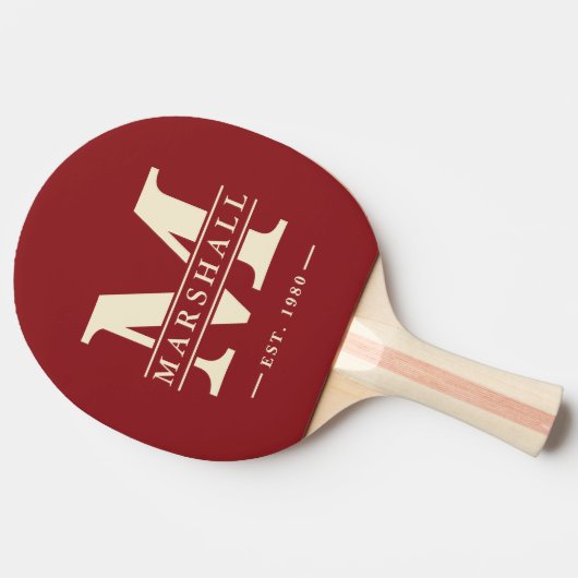 Monogram & Naam Overlay Striping Deep Cranberry Tafeltennisbatje (Zijkant)