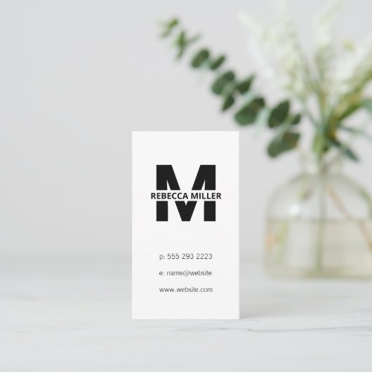 Monogram | Naam Overlay Visitekaartje (Staand voorkant)