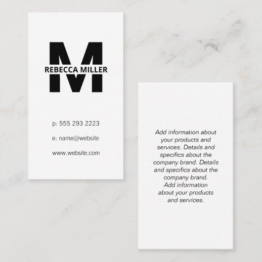 Monogram | Naam Overlay Visitekaartje (Voorkant / Achterkant)