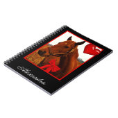 Monogram naam Paard met rood hart en boog Notitieboek (Linkerzijde)