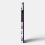 Monogram naam paars roze bloem elegant Case-Mate iPhone case (Achterkant / Links)