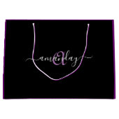 Monogram naam Paars Violet Birthday Holiday Black Groot Cadeauzakje (Voorkant)