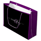 Monogram naam Paars Violet Birthday Holiday Black Groot Cadeauzakje (Voorkant Gekanteld)