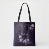 Monogram naam paarse bloem violet geometrisch fram tote bag (Voorkant)