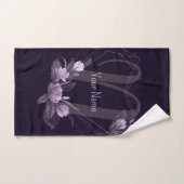 Monogram Naam Paarse Floral Violet Geometric Lijst Bad Handdoek (Handdoek)