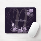 Monogram Naam Paarse Floral Violet Geometric Lijst Muismat (Met muis)