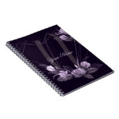 Monogram Naam Paarse Floral Violet Geometric Lijst Notitieboek (Rechterzijde)