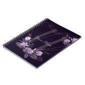 Monogram Naam Paarse Floral Violet Geometric Lijst Notitieboek (Linkerzijde)