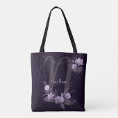 Monogram Naam Paarse Floral Violet Geometric Lijst Tote Bag (Achterkant)