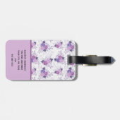 Monogram Naam Paarse Roze Floral Elegant Bagagelabel (Achterkant horizontaal)