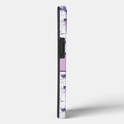 Monogram Naam Paarse Roze Floral Elegant Case-Mate iPhone Case (Achterkant / Rechts)