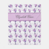 Monogram Naam Paarse roze handschrift Fleece Deken (Voorkant)