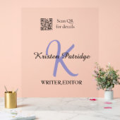 Monogram naam paarse schrijver bewerk per QR-code  Acryl Bord (Huwelijk)