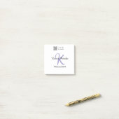Monogram naam paarse schrijver bewerk per QR code  Post-it® Notes (Op bureau)