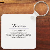Monogram naam paarse schrijver bewerk per QR-code Sleutelhanger (Achterkant)