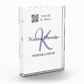 Monogram naam paarse schrijver bewerk QR code zake Fotoblokken (Links)