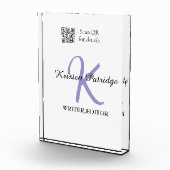 Monogram naam paarse schrijver bewerk QR code zake Fotoblokken (Rechts)