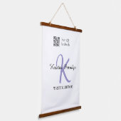 Monogram naam paarse schrijver bewerk QR code zake Hangend Wandkleed (Gebogen)