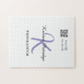Monogram naam paarse schrijver bewerk QR code zake Legpuzzel (Horizontaal)