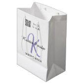 Monogram naam paarse schrijver bewerkqr code zakel medium cadeauzakje (Voorkant Gekanteld)