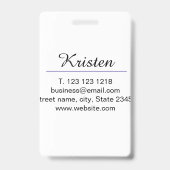Monogram naam paarse schrijver editeren QR code za Badge (Achterkant)