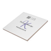Monogram naam paarse schrijver editeren QR code za Tegeltje (Zijkant)