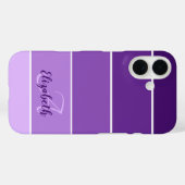 Monogram Naam Paarse Stripes Kleurpaletchip Case-Mate iPhone Case (Achterkant (horizontaal))