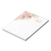 Monogram Naam Pampas Grass Floral Notitieblok (Linkerzijde)