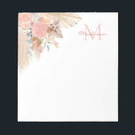Monogram Naam Pampas Grass Floral Notitieblok<br><div class="desc">Dit stijlvolle notitieblok is versierd met waterverf pamapegras, eucalyptus, bloemen en gedroogde bladeren. Eenvoudig aan te passen. Omdat wij ons kunstwerk creëer, zult u dit nauwkeurige afbeelding niet vinden van andere ontwerpers. Oorspronkelijke Waterverf © Michele Davies.</div>