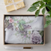 Monogram Naam Partij Paarse Floral Green Foliage Tissuepapier (Geschenk)