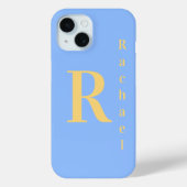 Monogram naam pastel blauw Case-Mate iPhone case (Achterkant)