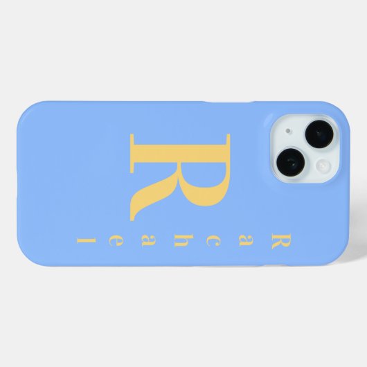 Monogram naam pastel blauw Case-Mate iPhone case (Achterkant (horizontaal))