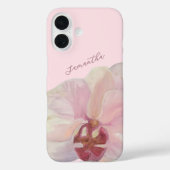 Monogram naam pastel roze bloem orchidee elegant Case-Mate iPhone case (Achterkant)