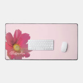 Monogram naam pastel roze rode wilde bloem bloemst bureaumat (Keyboard & Muis)