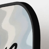 Monogram naam pastel strepen golven grijs blauw cy pickleball paddle (Links Detail)