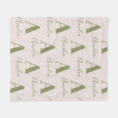 Monogram Naam Patroon Olijfgroen Fleece Deken (Voorkant (Horizontaal))