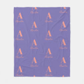 Monogram Naam Patroon Paars Roze Fleece Deken (Voorkant)