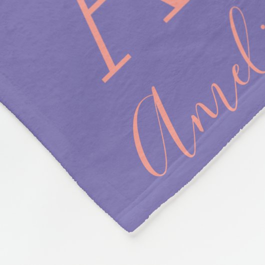 Monogram Naam Patroon Paars Roze Fleece Deken (Hoek)