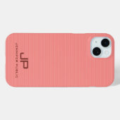 Monogram Naam Perzik Kleur Strepen Elegant Modern Case-Mate iPhone Case (Achterkant (horizontaal))