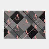 Monogram naam Plaid grijs roze Deurmat (Voorkant)