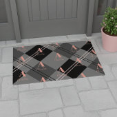 Monogram naam Plaid grijs roze Deurmat