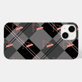 Monogram Naam Plaid Grijs Zwart Roze Case-Mate iPhone Case (Achterkant (horizontaal))