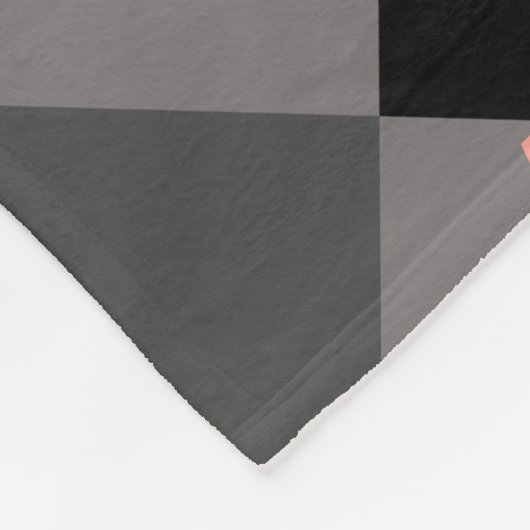 Monogram Naam Plaid Grijs Zwart Roze Fleece Deken (Hoek)