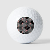 Monogram Naam Plaid Grijs Zwart Roze Golfballen (Voorkant)