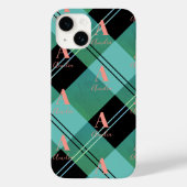 Monogram Naam Plaid Groen Case-Mate iPhone Case (Achterkant)