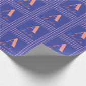 Monogram Naam Plaid Paarse Roze Cadeaupapier (Hoek)