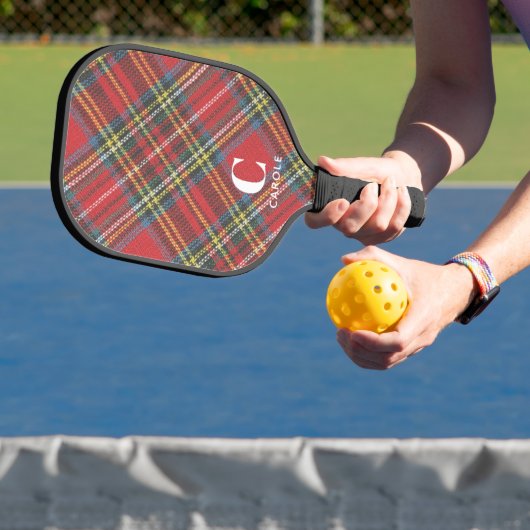 Monogram Naam || Preppy Stewart Tartan Print, Pickleball Paddle (Insitu)